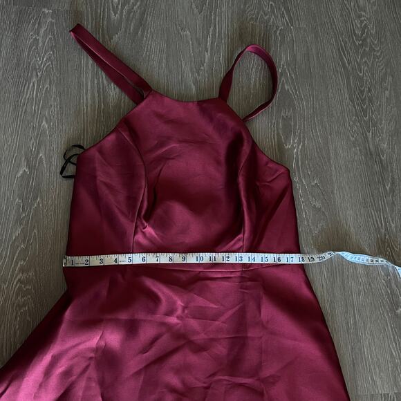 Alfred Sung Dress Size 18 Halter Lace Up Twill Criss Cross Burgundy - Picture 9 of 15